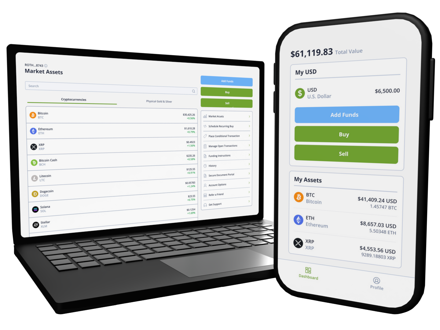 Laptop & Phone with digital assets.